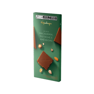 Tablete ao Leite com Macadâmia, Pistache e Amêndoas 90g